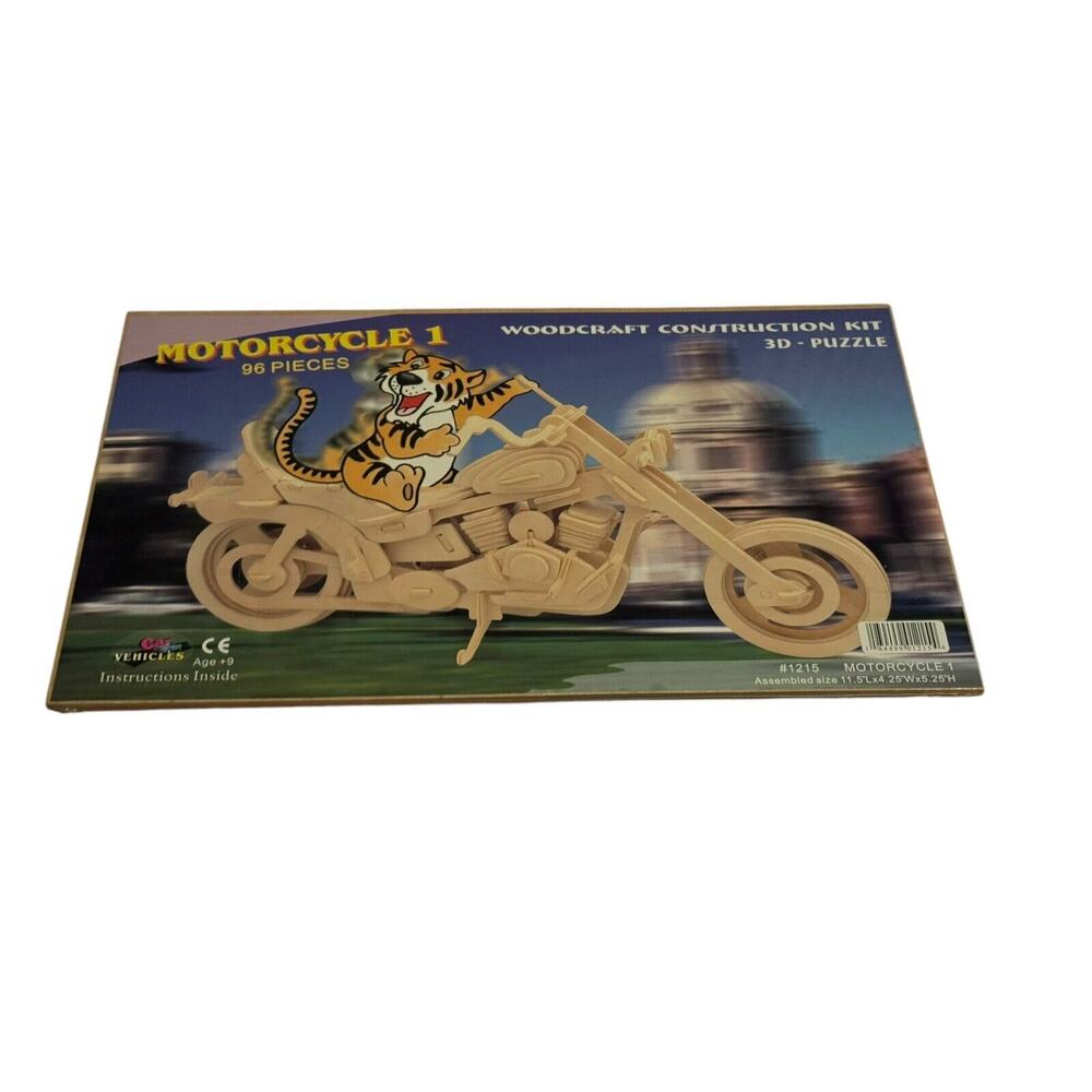 Motorcycle Wooden 3D Woodcraft Construction Puzzle Kit 96 Pieces Motor Bike NEW